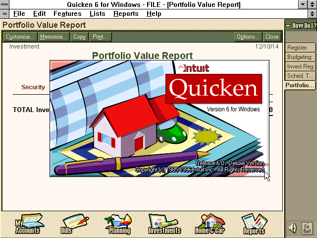 Quicken 6 for Windows - Splash